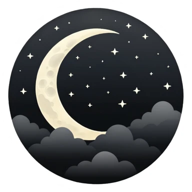  white moon in black sky sticker