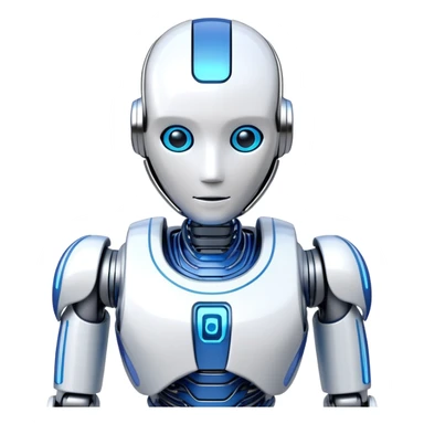 Sleek humanoid robot with chrome body and glowing blue circuitry lines sticker