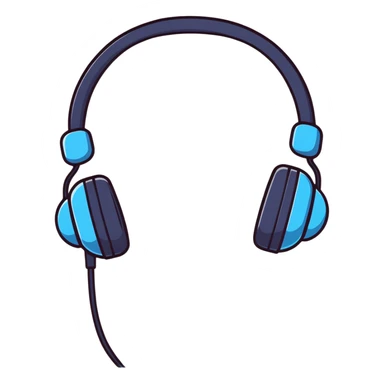 Cute black headphones with small blue lights and a happy face sticker