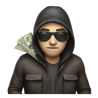 Robber with bag of money in his hands sticker