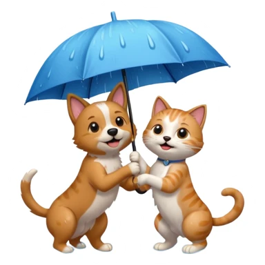 dog and cat playing in the rain sticker