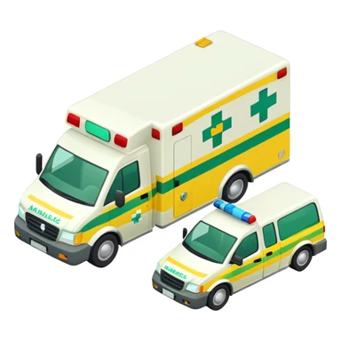 isometric yellow and green ambulance  sticker