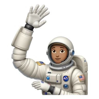 flexed biceps arm with white sleeve and astronaut gloves sticker