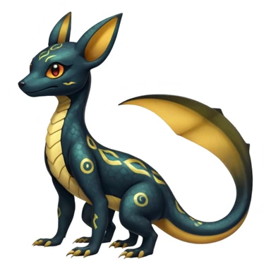 Shiny beautiful gorgeous ethereal Scaley Exotic Salandit-Umbreon-Fakémon-hybrid-creature (full body) sticker