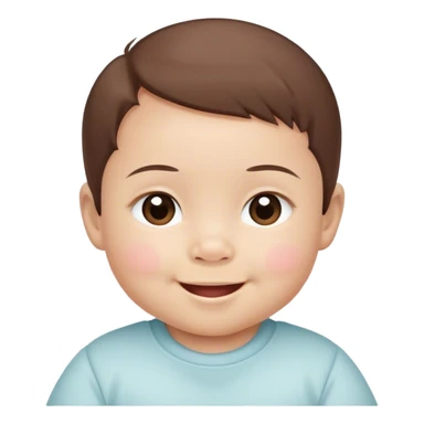 mixed asian and Caucasian baby, rosy cheeks with small combed brown hair, smiling  sticker