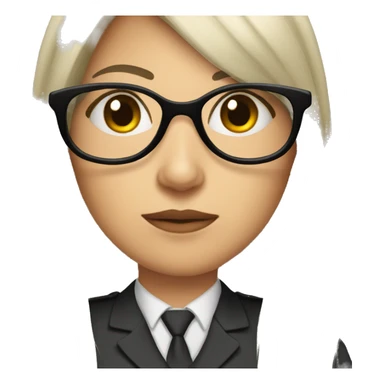 Female defense attorney with long black hair with glasses sticker