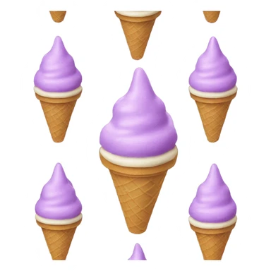 a ice cream in a cone thats purple with cat ears and has a smiley face sticker