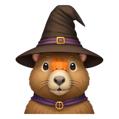 A capybara wearing a witch hat sticker