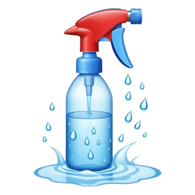 a spray bottle spraying water onto a burn wound. sticker