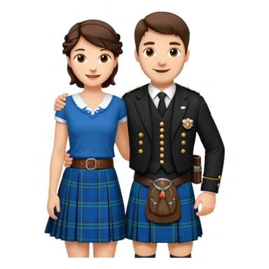 scottish man in kilt with brunette wife sticker