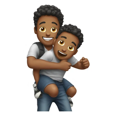 boys having fun piggyback ride sticker