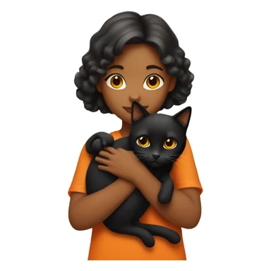 Girl holding black and orange colored cat sticker