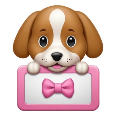 Un cane con un fiocco rosa in testa che tiene sulle zampe un cartello con scritto : “condividi il canale!” sticker