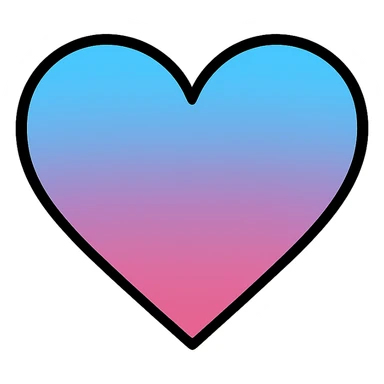 gradient heart icon with clean lines, modern icon style, sky blue and rose pink gradient, no text sticker
