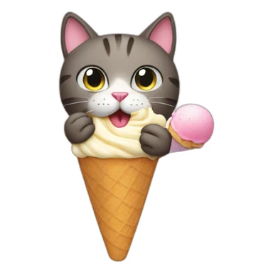 a cat eating an ice cream sticker