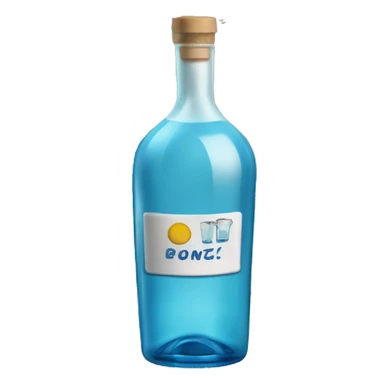 Botella de gin en la que ponga “ZUMAQUE” en letras azules sticker