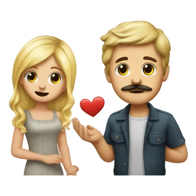 Realistic boy with mustache proposing to blonde girl sticker