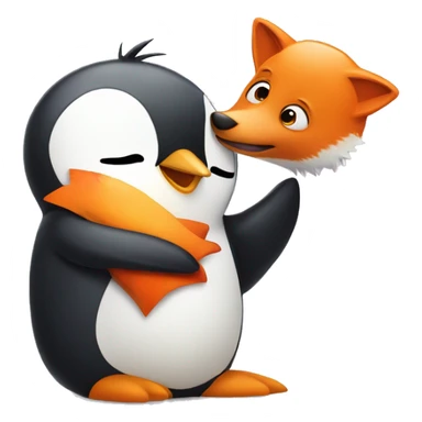 A penguin with a fox being happy together sticker