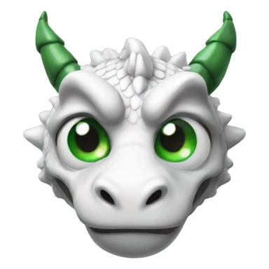 Strong white flying dragon with green eyes and a right eye patch sticker
