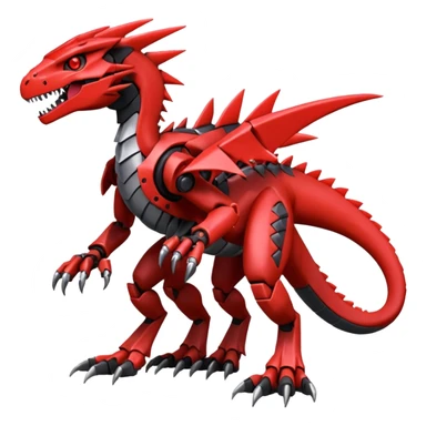 Cool Edgy Black Red Digimon-Fakemon-Guilmon-Velociraptor-Dragon-Mecha full body sticker