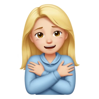 girl crossing arms holding neck crying and laughing sticker