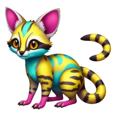  randomly colored colorful light cute lush neon-colored brightly colored Fakémon-Fionbri-Vernid-Genet-creature with markings (full body) sticker