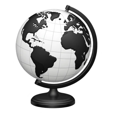 Black and white line work globe sticker
