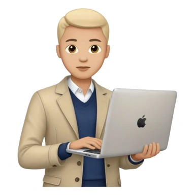 A typical IT specialist, a guy who looks stylish, has a laptop in his hands  sticker