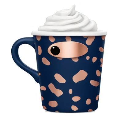 Realistic navy blue coffee cup with rose gold leopard print on it. sticker