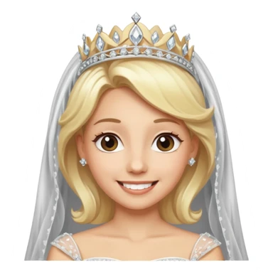 blonde bride silver diamond tiara and veil sticker