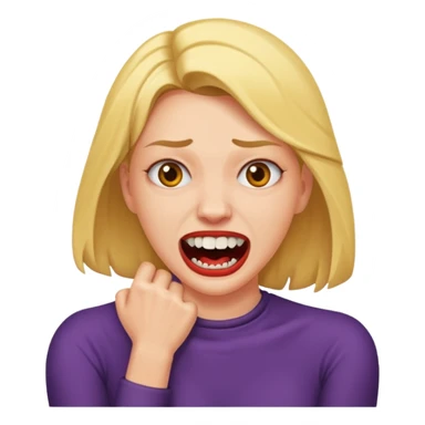 a woman strangling herself with clenched teeth sticker