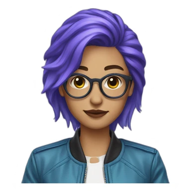 Blue purple hair jacket cool girl sticker