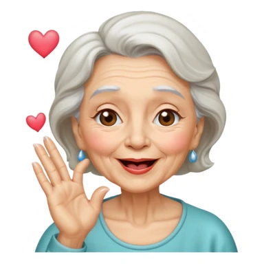 old woman blowing up a kiss  sticker