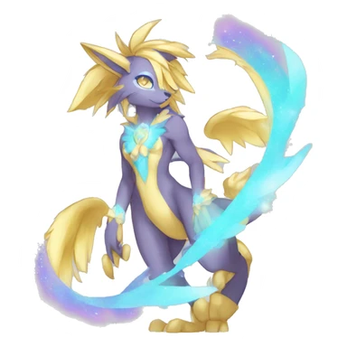 Anthro Sona Colorful Godly Celestial Shiny Fakemon Full Body sticker