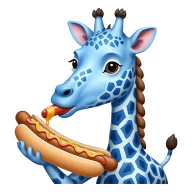 Blue giraffe eating a hot dog  sticker