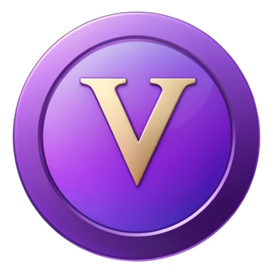 Purple modern Gradient coin with letter V sticker
