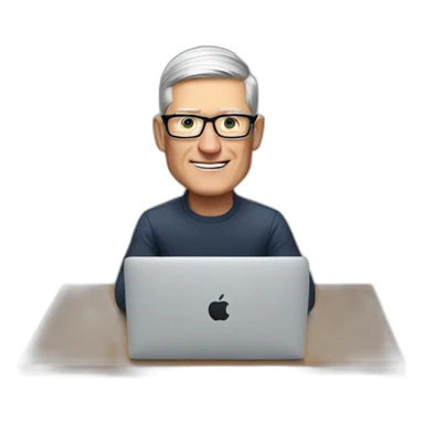 tim cook with macbook desk sticker
