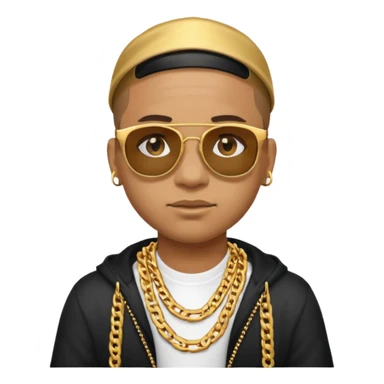 rapper emoji with gold chain and sunglasses, confident expression sticker