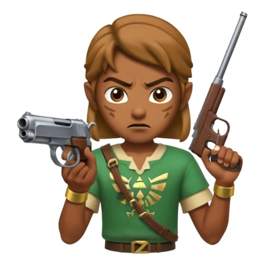 A caca whit a gun that shoot a zelda sticker