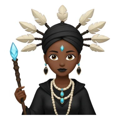 white shaman woman black clothes black accesories  sticker