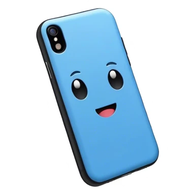 Black iPhone with a blue case sticker