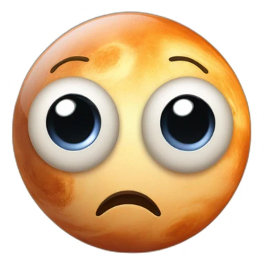 planet Venus with a cartoon expressionless face with big playful eyes sticker