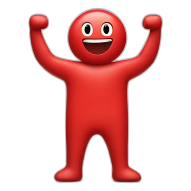 Red M with a face on it and arms and legs sticker