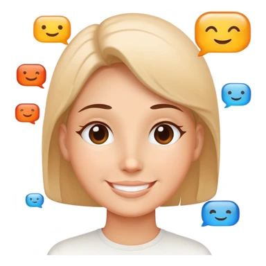 smiling face with balanced thought bubbles of work and relaxation sticker