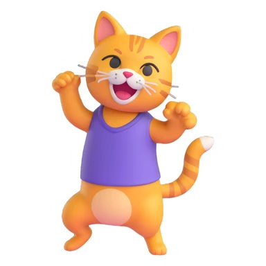 dancing cat 3D emoji style sticker