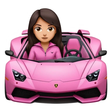 Make car far away so I can see full car Car facing forward in sports car. Make hair long  One girl isFront of car sitting in the seats. Make it a pink sports car. They are two baddies make it a Lamborghini pink car  sticker