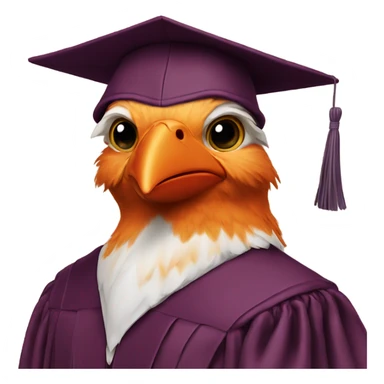 hokie bird wearing Graduation Cap sticker