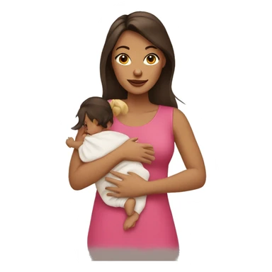 Brunette mom and baby girl sticker