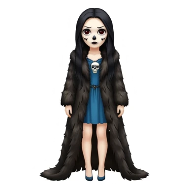 An attractive Alaskan princess, full body, facing to the right. In the style of your bleeding skull art. sticker