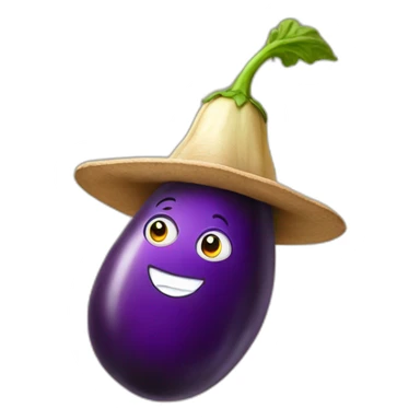 eggplant with hat sticker